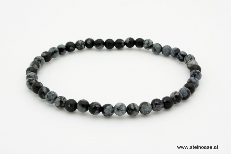 Armband Schneeflocken-Obsidian 4mm